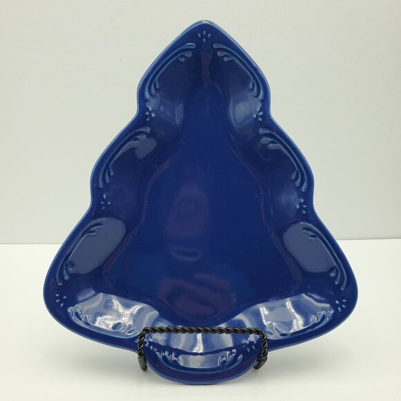 Pfaltzgraff Holiday Blue Tree Shaped Plate Christmas Tree Appetizer Tray - Picture 6 of 6
